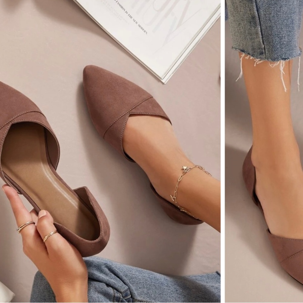 Shein Faux Suede Slip On D'orsay Flats